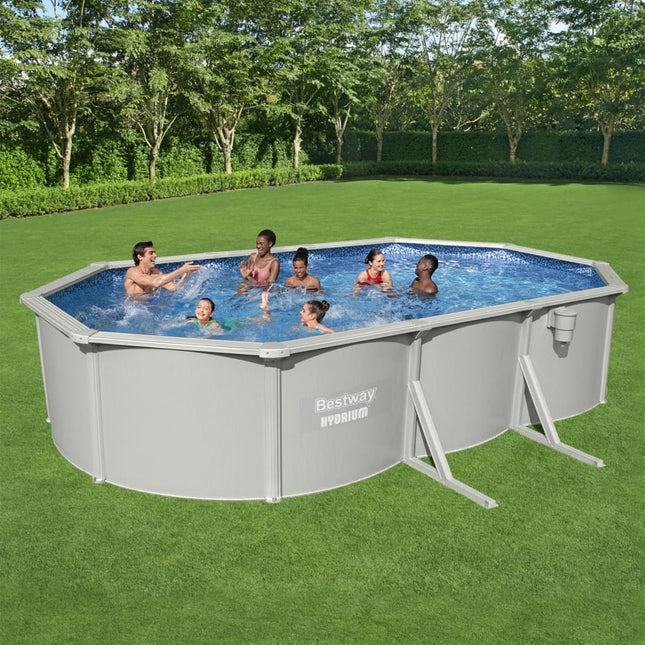 Bestway Hydrium Frame-Pool Oval 610X360X120 Cm Hochglanz-Grau