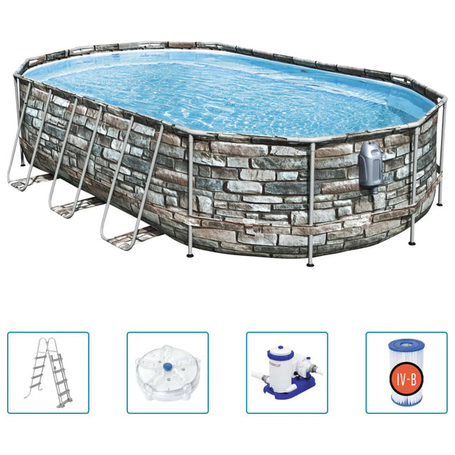 Bestway Pool-Set Power Steel Comfort Jet Series Oval 610X366X122 Cm