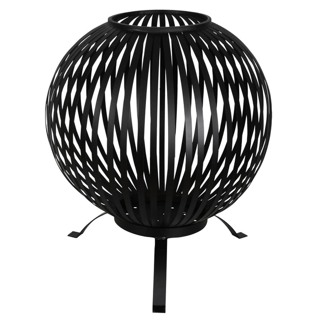 Esschert Design Feuerkorb Ball Gestreift Schwarz Kohlenstoffstahl Ff400 Grau