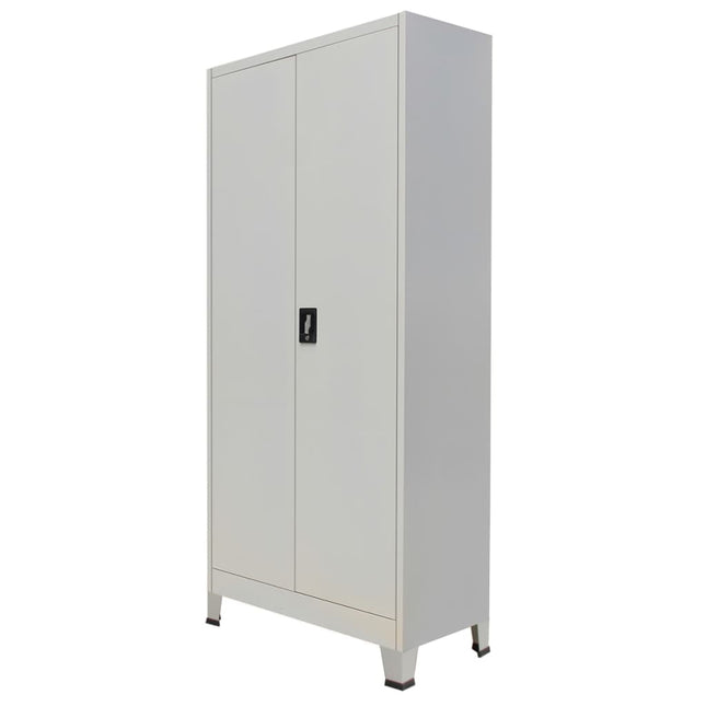 Büroschrank Mit 2 Türen Stahl 90X40X180 Cm Grau - Moebelbox24.de