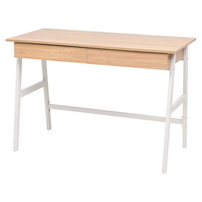 Schreibtisch 110X55X75 Cm Eichenbraun Und Weiß - Moebelbox24.de