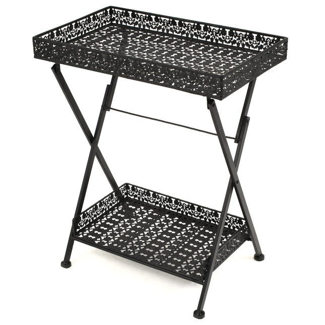 Beistelltisch Klappbar Vintage Metall 58 X 35 X 72 Cm Schwarz - Moebelbox24.de