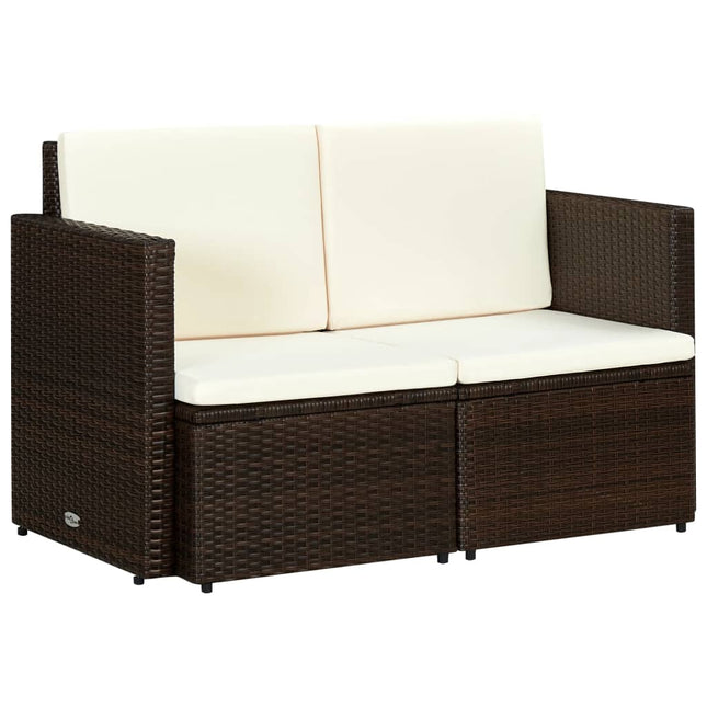 2-Sitzer-Gartensofa Mit Auflagen Poly Rattan - Moebelbox24.de