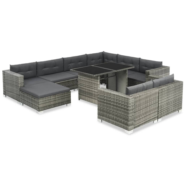 10-Tlg. Garten-Lounge-Set Mit Auflagen Poly Rattan