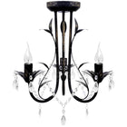 Decknlampe Art Novau Mit Kristallperlen 3 X E14 Schwarz