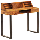 Schreibtisch 110 X 50 X 94 Cm Massivholz Und Stahl Grau - Moebelbox24.de