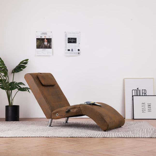 Massage Chaiselongue Mit Kissen Wildleder-Optik - Moebelbox24.de