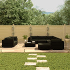 10-Tlg. Garten-Lounge-Set Mit Auflagen Poly Rattan Schwarz