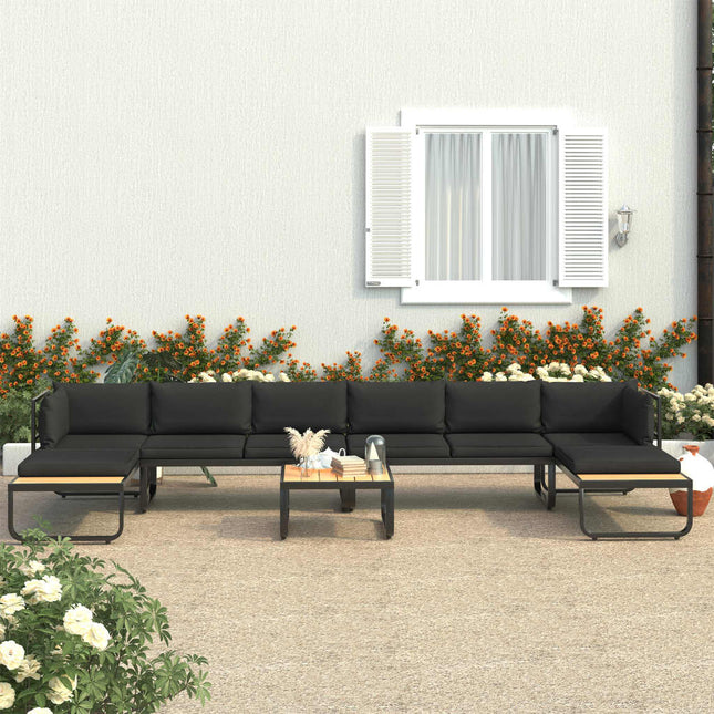 5-Tlg. Garten-Ecksofa-Set Mit Auflagen Aluminium Und Wpc - Moebelbox24.de