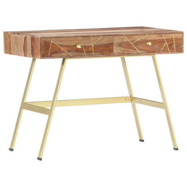 Schreibtisch Mit Schubladen 100X55X75 Cm Massivholz Mango - Moebelbox24.de