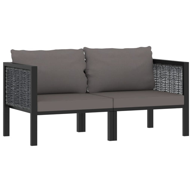 -Sofa Mit Auflage Anthrazit Poly Rattan