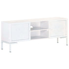 Tv-Schrank Weiß 115X30X46 Cm Massivholz Mango Cappuccino