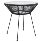 Garten-Esstisch Schwarz Ø70X74 Cm Rattan Und Glas - Moebelbox24.de