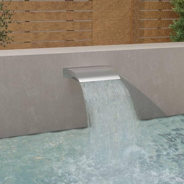 Pool-Wasserfall Silber 45X9X26 Cm Edelstahl Schwarz Und Dunkelgrau