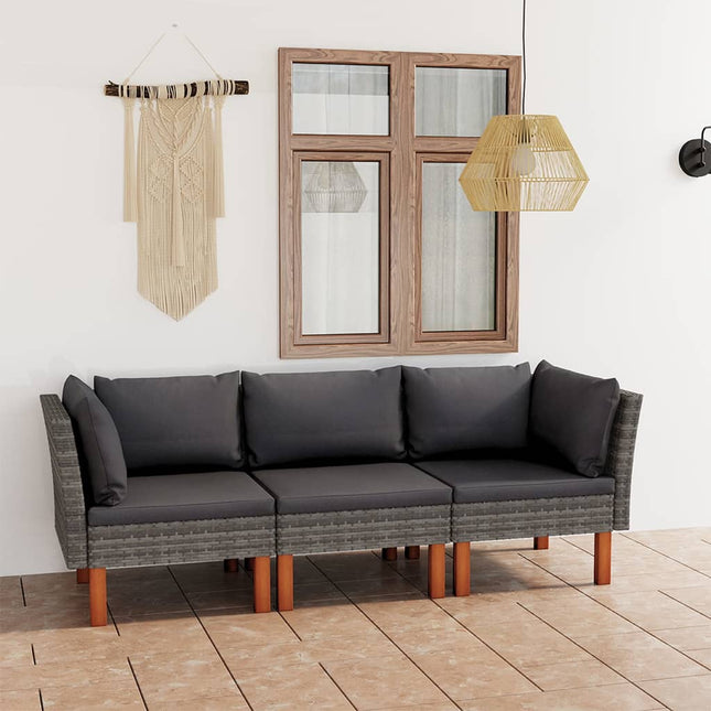 -Gartensofa Mit Kissen Poly Rattan Grau