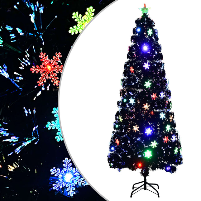 Weihnachtsbaum Mit Led-Schneeflocken Schwarz 64 Cm Fiberoptik