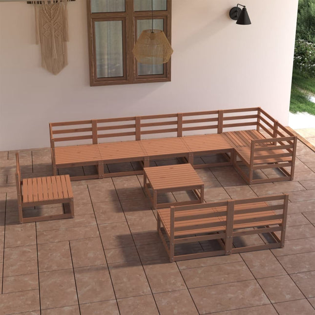 10-Tlg. Garten-Lounge-Set Massivholz Kiefer