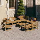 10-Tlg. Garten-Lounge-Set Massivholz Kiefer