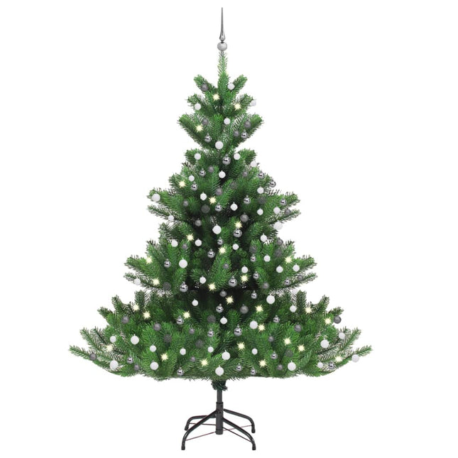 Künstlicher Weihnachtsbaum Nordmann Led & Kugeln Grün 180 Cm