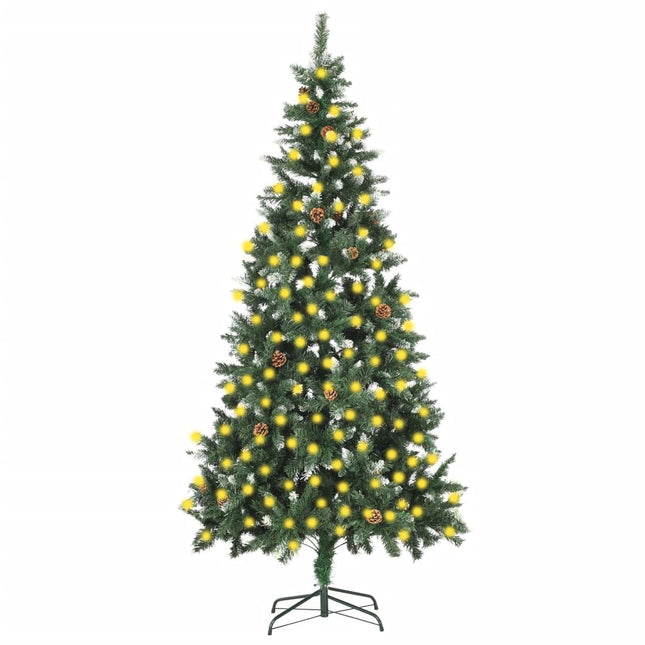 Weihnachtsbaum Gefrostet Mit Beleuchtung & Zapfen 180 Cm