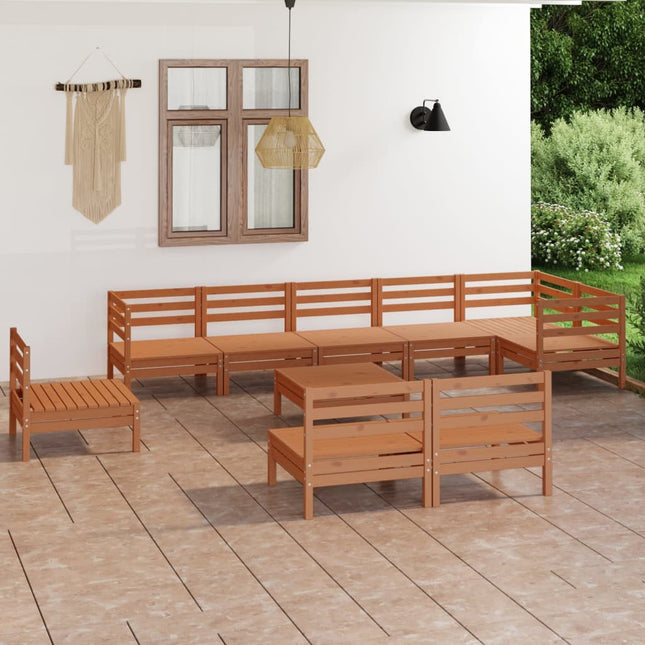 10-Tlg. Garten-Lounge-Set Massivholz Kiefer