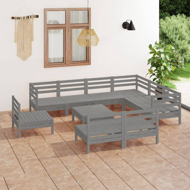 10-Tlg. Garten-Lounge-Set Massivholz Kiefer