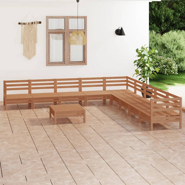 10-Tlg. Garten-Lounge-Set Massivholz Kiefer