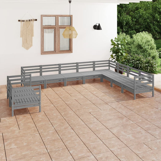 10-Tlg. Garten-Lounge-Set Massivholz Kiefer