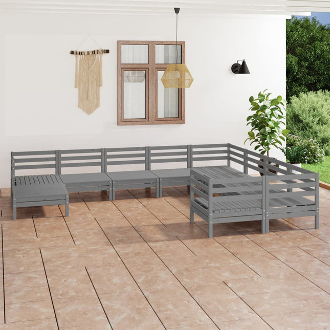 10-Tlg. Garten-Lounge-Set Massivholz Kiefer