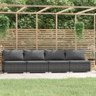 -Sofa Mit Kissen Grau Poly Rattan