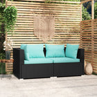 -Sofa Mit Kissen Schwarz Poly Rattan