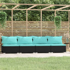 -Sofa Mit Kissen Schwarz Poly Rattan