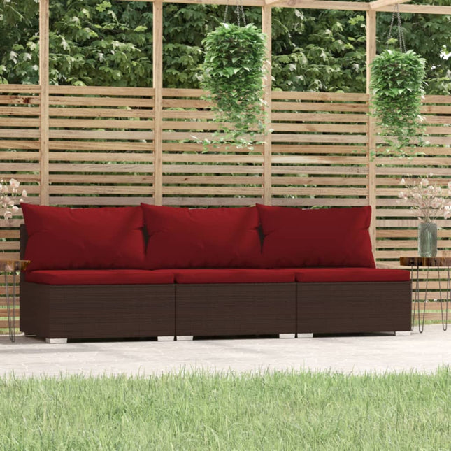 -Sofa Mit Kissen Braun Poly Rattan