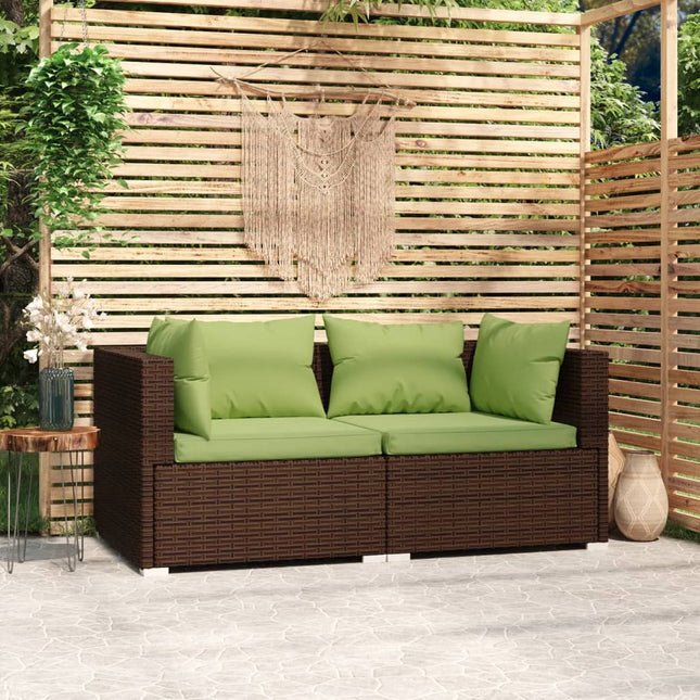 -Sofa Mit Kissen Braun Poly Rattan