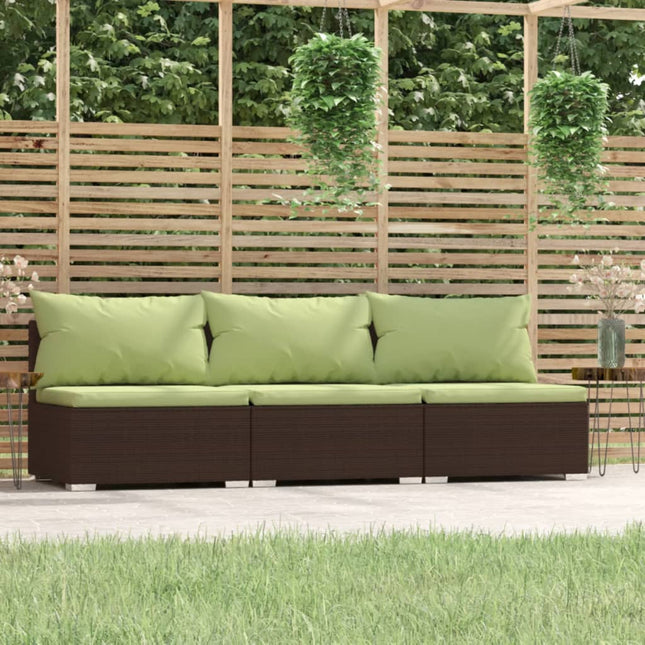 -Sofa Mit Kissen Braun Poly Rattan