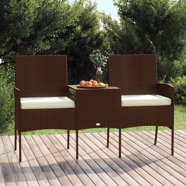 2-Sitzer Gartensofa Mit Teetisch Poly Rattan - Moebelbox24.de