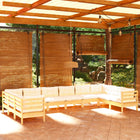 10-Tlg. Garten-Lounge-Set Mit Grauen Kissen Kiefernholz