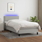 Boxspringbett Mit Matratze & Led Stoff Hellgrau