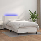 Boxspringbett Mit Matratze & Led Kunstleder Weiß