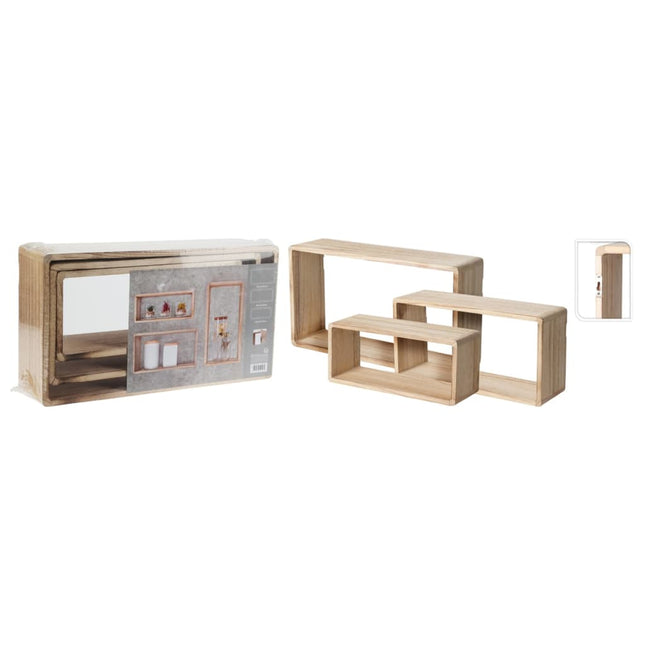 H&S Collection 3-Tlg. Holzregal-Set Natur Braun - Moebelbox24.de