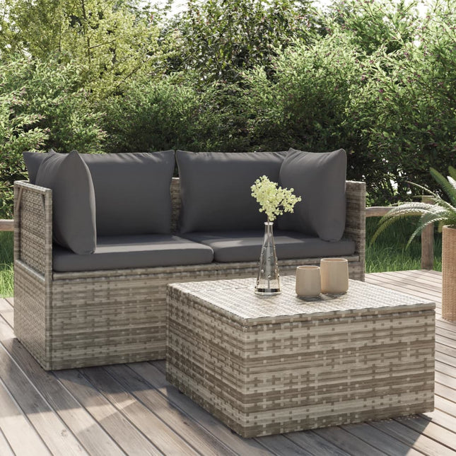 4-Tlg. Garten-Lounge-Set Mit Kissen Grau Poly Rattan - Moebelbox24.de