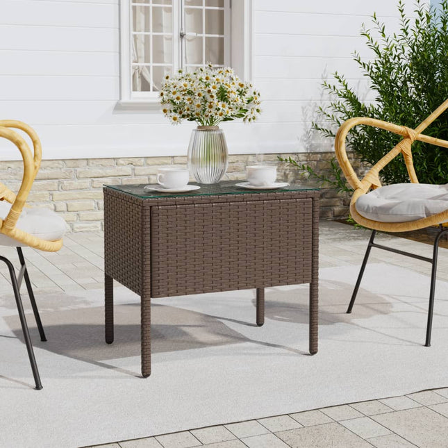 Beistelltisch 53X37X48 Cm Poly Rattan Und Hartglas - Moebelbox24.de