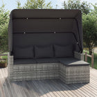 3-Sitzer-Gartensofa Mit Dach Und Fußhocker Poly Rattan - Moebelbox24.de