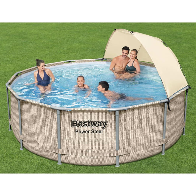 Bestway Power Steel Swimmingpool Set Mit Dach 396X107 Cm