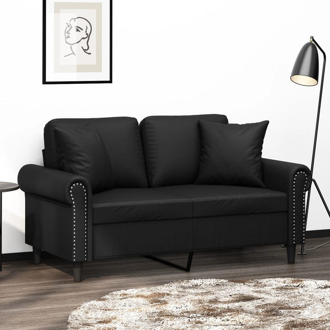 2-Sitzer-Sofa Mit Zierkissen Kunstleder