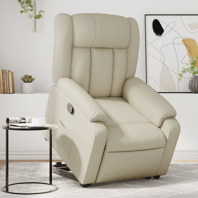 Relaxsessel Mit Aufstehhilfe Creme Kunstleder Braun - Moebelbox24.de