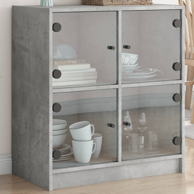 Beistellschrank Mit Glastüren 68X37X75,5 Cm