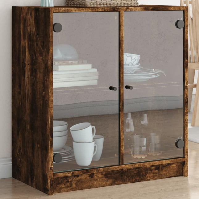 Beistellschrank Mit Glastüren 68X37X75,5 Cm