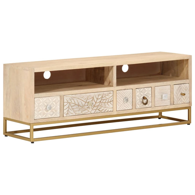 Tv-Schrank 110X30X40 Cm Massivholz Mango Und Eisen - Moebelbox24.de