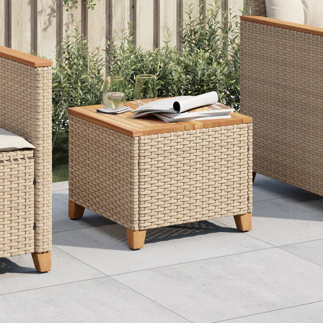 Gartentisch 45X45X37 Cm Poly Rattan Akazienholz - Moebelbox24.de